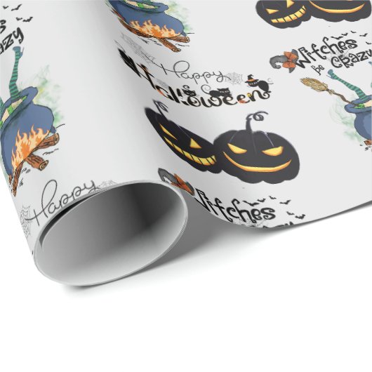 Grappige gekke hekserij en griezelige pompoenen Ha Cadeaupapier (Rol Hoek)