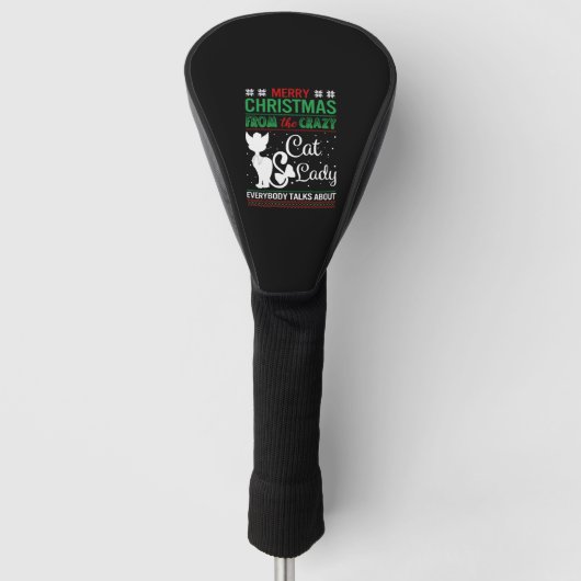 Grappige gekke kat dame kerst lelijk golfheadcover (Voorkant)