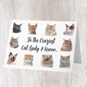 Grappige Gekke Kattenvrouw Verjaardagskaart Kaart