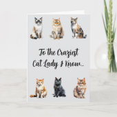 Grappige Gekke Kattenvrouw Verjaardagskaart Kaart (Voorkant)
