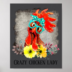 Grappige Gekke Kip Dames Woord Kunst Poster