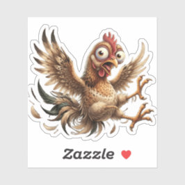 Grappige Gekke Kip Sticker
