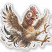 Grappige Gekke Kip Sticker (Voorkant)