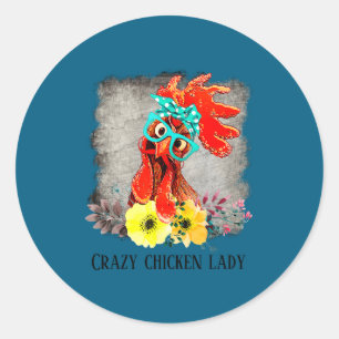 Grappige Gekke Kippen Dame Woord Kunst Ronde Sticker