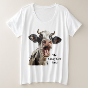 Grappige gekke koe dame aanpasbaar grote maat t-shirt