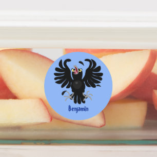 Grappige gekke kraai raaf cartoon illustratie labels
