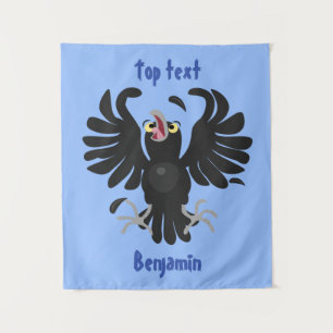 Grappige gekke kraai raaf cartoon illustratie wandkleed