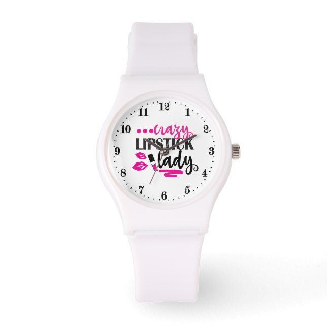 Grappige gekke lippenstift dame  horloge (Voorkant)