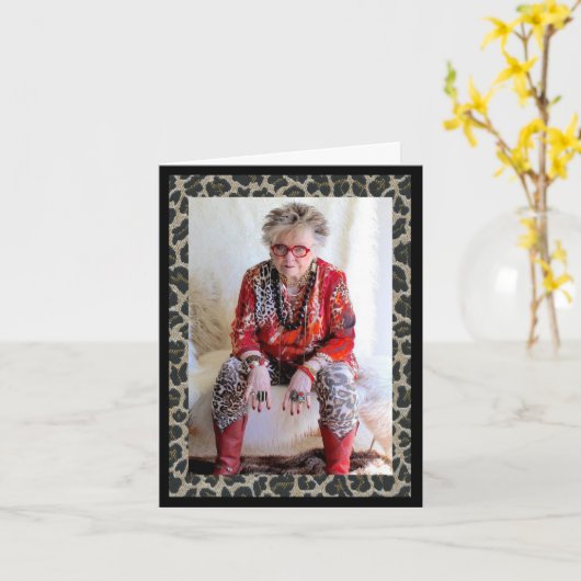 Grappige gekke oma's verjaardag kaart (Gele Bloem)