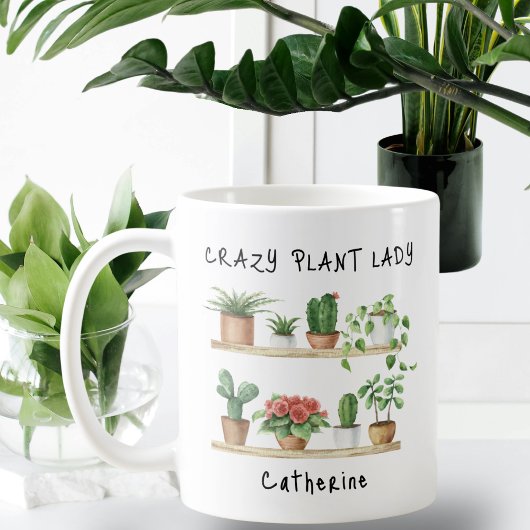 Grappige Gekke Planten Dame Gepersonaliseerd Koffiemok