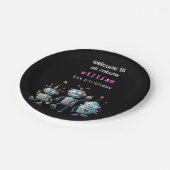 Grappige gekke robot verjaardag uitnodiging papieren bordje (Gekanteld)