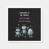 Grappige gekke robot verjaardag uitnodiging servet (Voorkant)