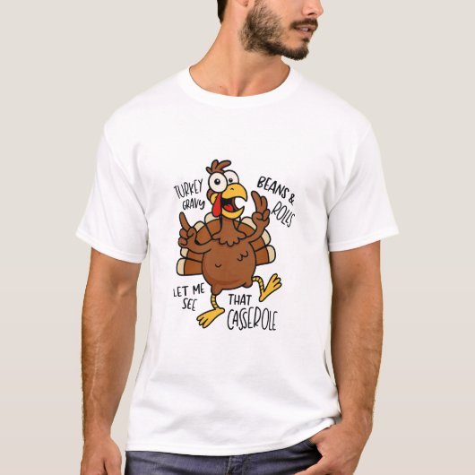 Grappige gekke Thanksgiving kalkoen T-shirt (Voorkant)