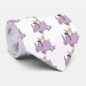 grappige gekke vliegende rhino rhinoceros cartoon stropdas (Opgerold)