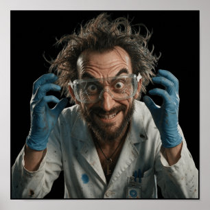 Grappige Gekke Wetenschapper Crazy Laboratorium Mu Poster