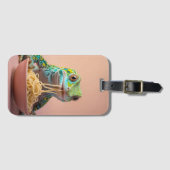 Grappige gekko eten spaghetti bagagelabel (Voorkant (horizontaal))