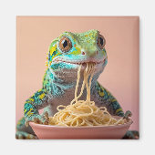 Grappige gekko eten spaghetti magneet (Voorkant)