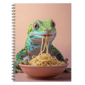 Grappige gekko eten spaghetti notitieboek (Voorkant)