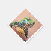 Grappige gekko eten spaghetti servet (Hoek)