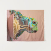 Grappige gekko eten spaghetti wandkleed (Voorkant (horizontaal))