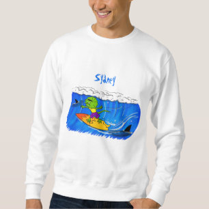 Grappige gekraagde hagedis surft cartoon trui