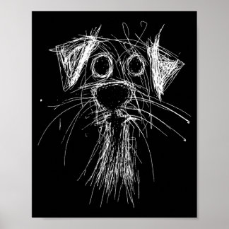 Grappige Gekrabbel Puppy Doodle Schets Minimalisti Poster
