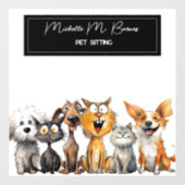 Grappige Gekte Kat Honden Oppas Bedrijf Modern Raamsticker (Vel)