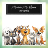 Grappige Gekte Kat Honden Oppas Bedrijf Modern Raamsticker (Vel 3)