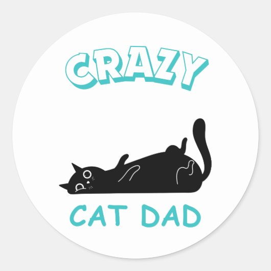 Grappige Gekte Kat Vader Ronde Sticker (Voorkant)