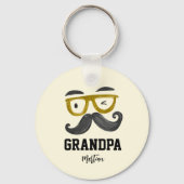 Grappige gele bril en snor op maat opa sleutelhanger (Achterkant)