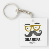 Grappige gele bril & snor Opa Custom Sleutelhanger (voorkant)