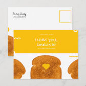 Grappige Gele Cirkel Kronkels Toast Liefde Briefkaart (Voorkant / Achterkant)