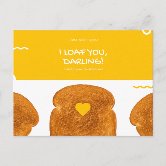 Grappige Gele Cirkel Kronkels Toast Liefde Briefkaart (Voorkant)