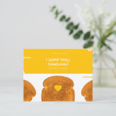 Grappige Gele Cirkel Krullen Toast Liefde Briefkaart (Staand voorkant)
