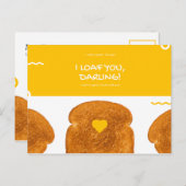 Grappige Gele Cirkel Krullen Toast Liefde Briefkaart (Voorkant / Achterkant)