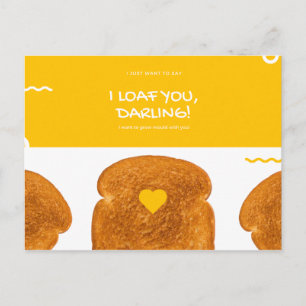 Grappige Gele Cirkel Krullen Toast Liefde Briefkaart