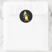 Grappige gele courgette dansen voor groenteliefheb ronde sticker (Tas)