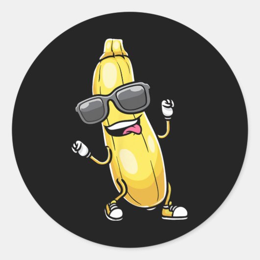 Grappige gele courgette dansen voor groenteliefheb ronde sticker (Voorkant)