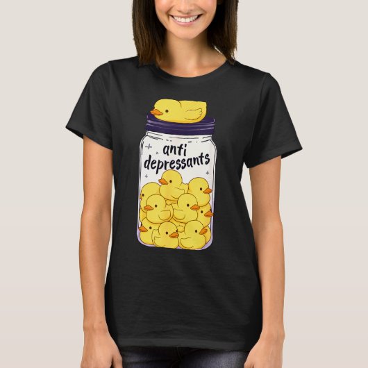 Grappige Gele Eend Antidepressivum Pot Dierenpark T-shirt (Voorkant)