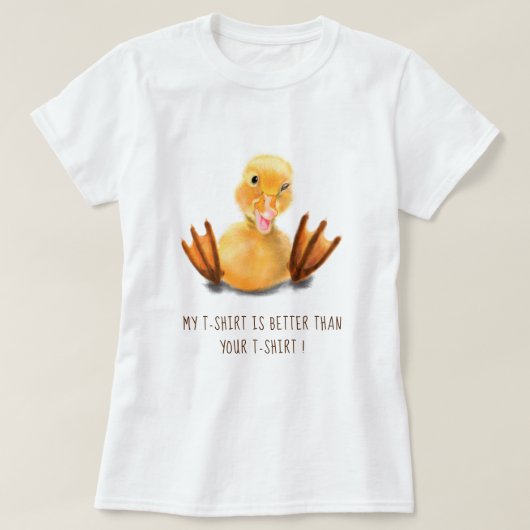 Grappige Gele Eend Catchy Tekst T-Shirt (Design voorkant)