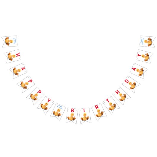 Grappige gele eend speelse knipoog - Happy Birthda Vlaggetjes (Alle)