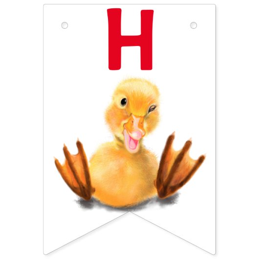 Grappige gele eend speelse knipoog - Happy Birthda Vlaggetjes (Tweede vlag)