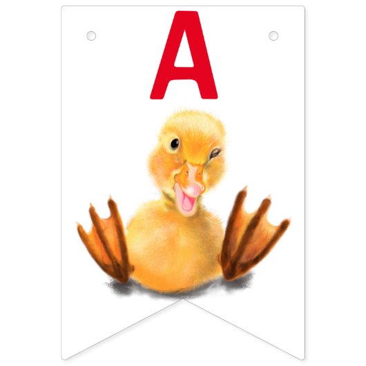 Grappige gele eend speelse knipoog - Happy Birthda Vlaggetjes (Derde vlag)