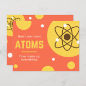 Grappige Gele en Oranje Atomen Briefkaart (Voorkant / Achterkant)