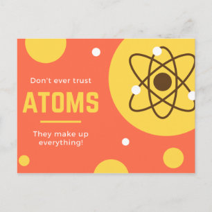 Grappige Gele en Oranje Atomen Briefkaart