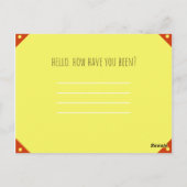 Grappige Gele en Rode Oranje Dinosaurus Illustrati Briefkaart (Achterkant)