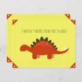 Grappige gele en rode oranje dinosaurusillustratie briefkaart (Voorkant / Achterkant)