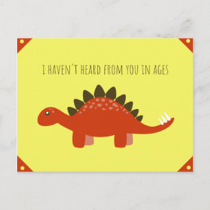 Grappige gele en rode oranje dinosaurusillustratie briefkaart