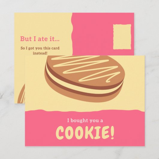 Grappige Gele en Roze Koek Briefkaart (Voorkant / Achterkant)