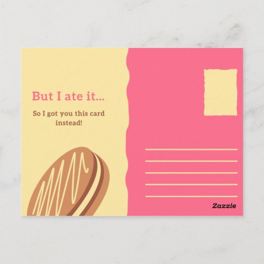 Grappige Gele en Roze Koek Briefkaart (Achterkant)